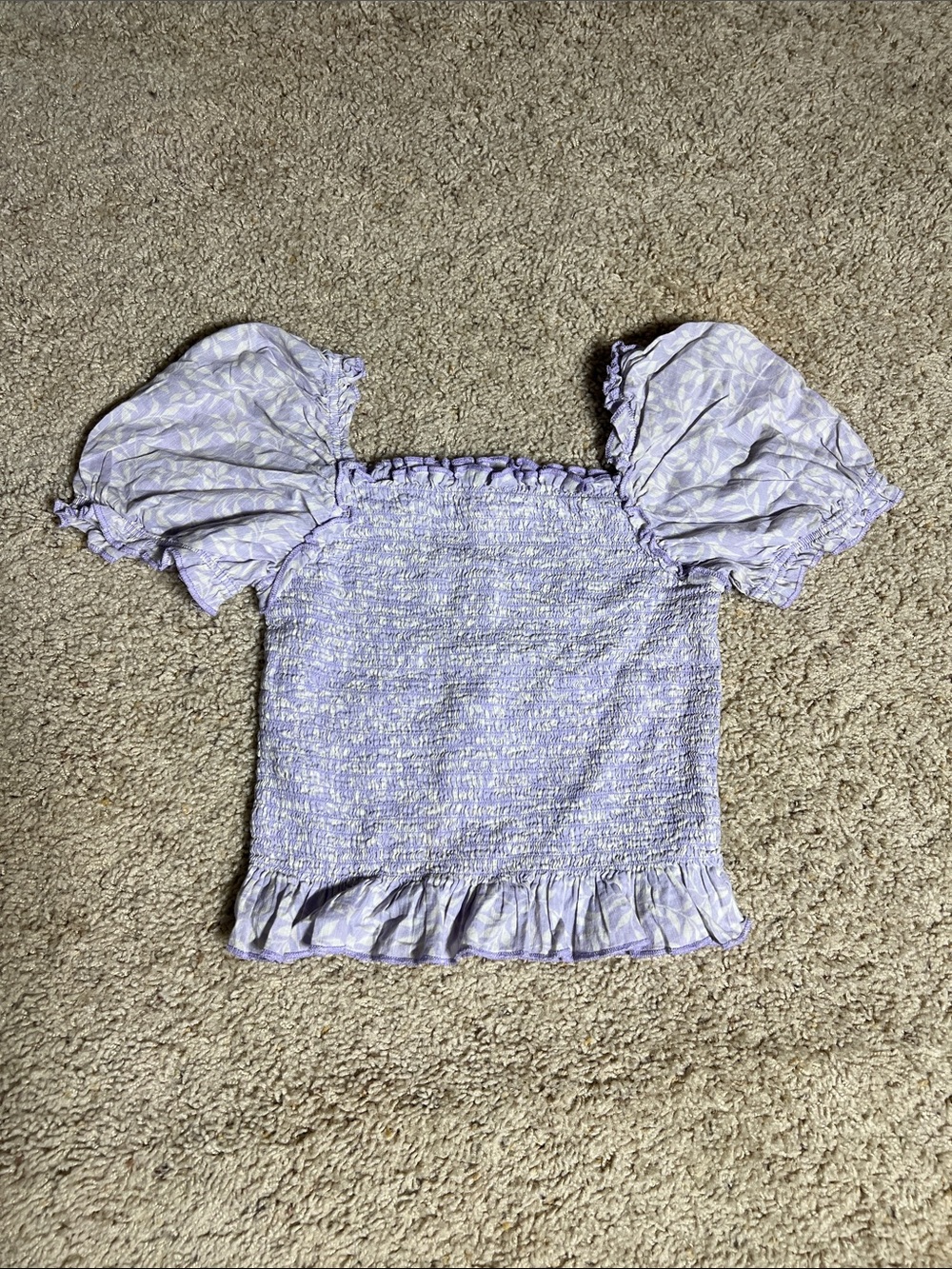 Lavender Smocked Puff-Sleeve Top-Kids